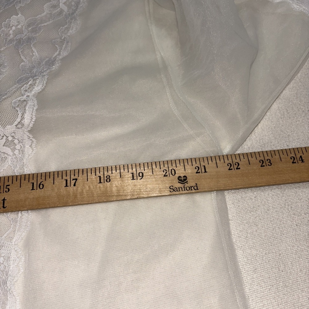 Vintage Sears Long White Lace Robe Sheer Nylon Romantic Wedding USA Made Size M - Picture 7 of 10